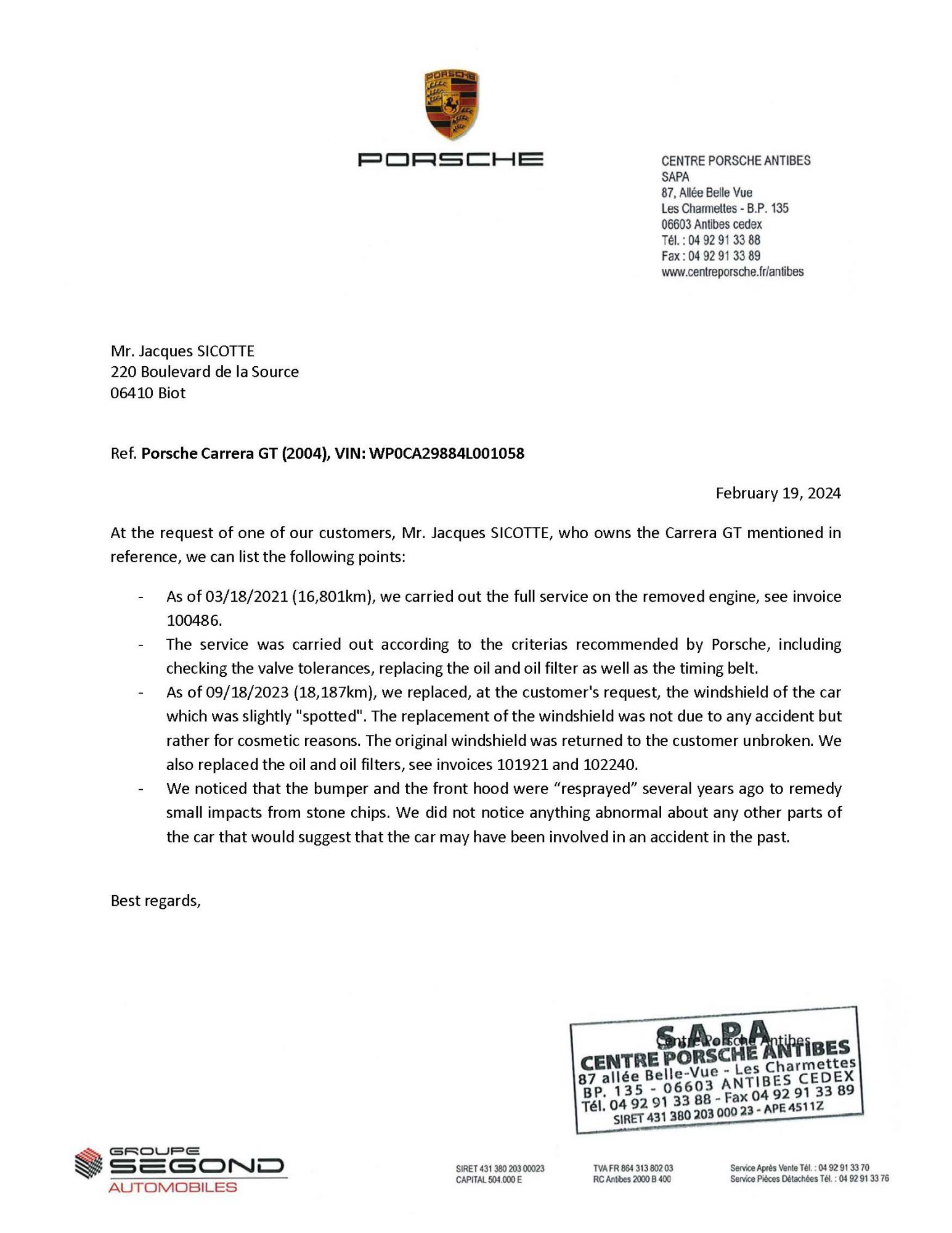 CGT WP0CA29884L001058 translation